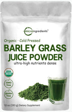 Micro Ingredients Organic Barley Grass Juice Powder, 10 Ounce, Cold Pressed, US Grown, Immune Vitamin, Fibers, Minerals, Antioxidants and Protein, Vegan