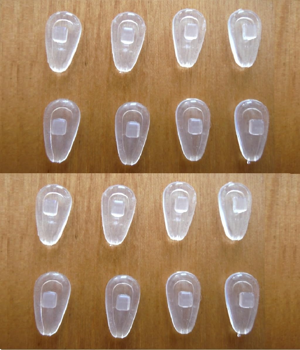 4 5 8 10 Pairs Soft Eyeglasses Nose Pads Push in No Screw Silicone Comfort Air Chamber Cushion Anti Slip Flexible Nose Pieces for Sunglasses Replacement Part Multi Selection... (8 Pairs Clear)