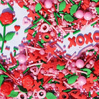Valentines Rose Hearts Sprinkles Red Pink and Green Sprinkle Cupcake Cake Toppers Edible Cake Decorations