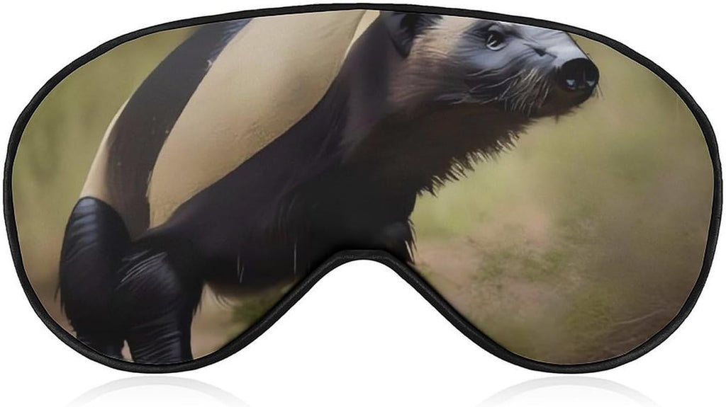 Sleep Mask for Men Women Cute Honey Badger Eye Mask for Sleeping Comfortable Blindfold Eye Cover with Adjustable Strap for Travel Yoga Nap Shift Work