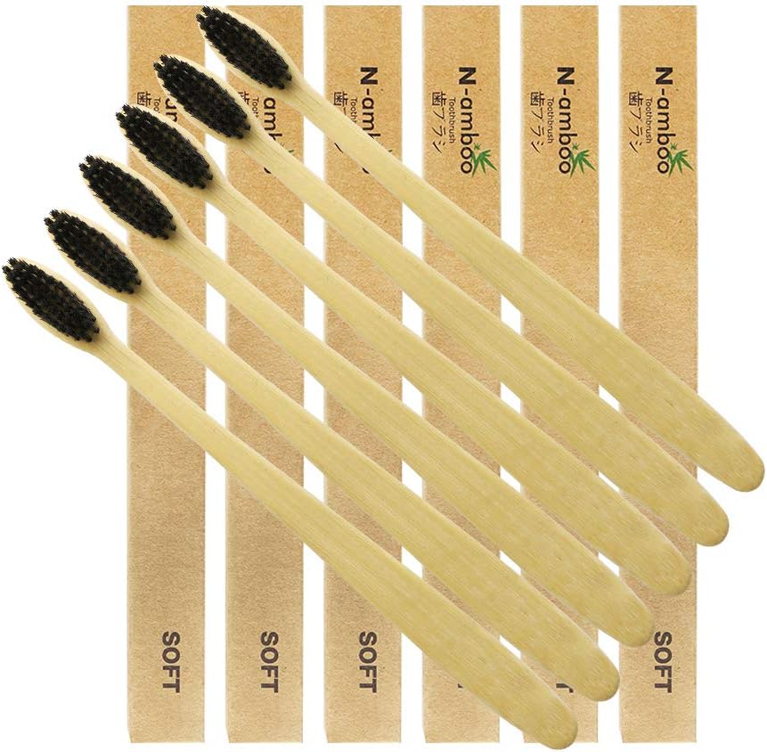 Extra Hard Super Frim Bamboo Manual Toothbrush for Adult 6 Pieces