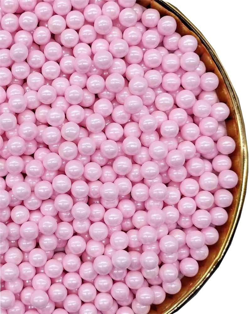 Pink Sprinkles Edible Pearls,Cake Sprinkles 130g 4.6OZ,Cookie Sprinkles,Sugar Pearl, Edible Candy Pearls for Cake Cupcake Decorationg (7mm-pink)