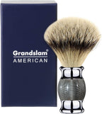 Grandslam Finest Badger Shaving Brush with Resin Handle- Engineered for the Best Shave of Your Life (Gray)