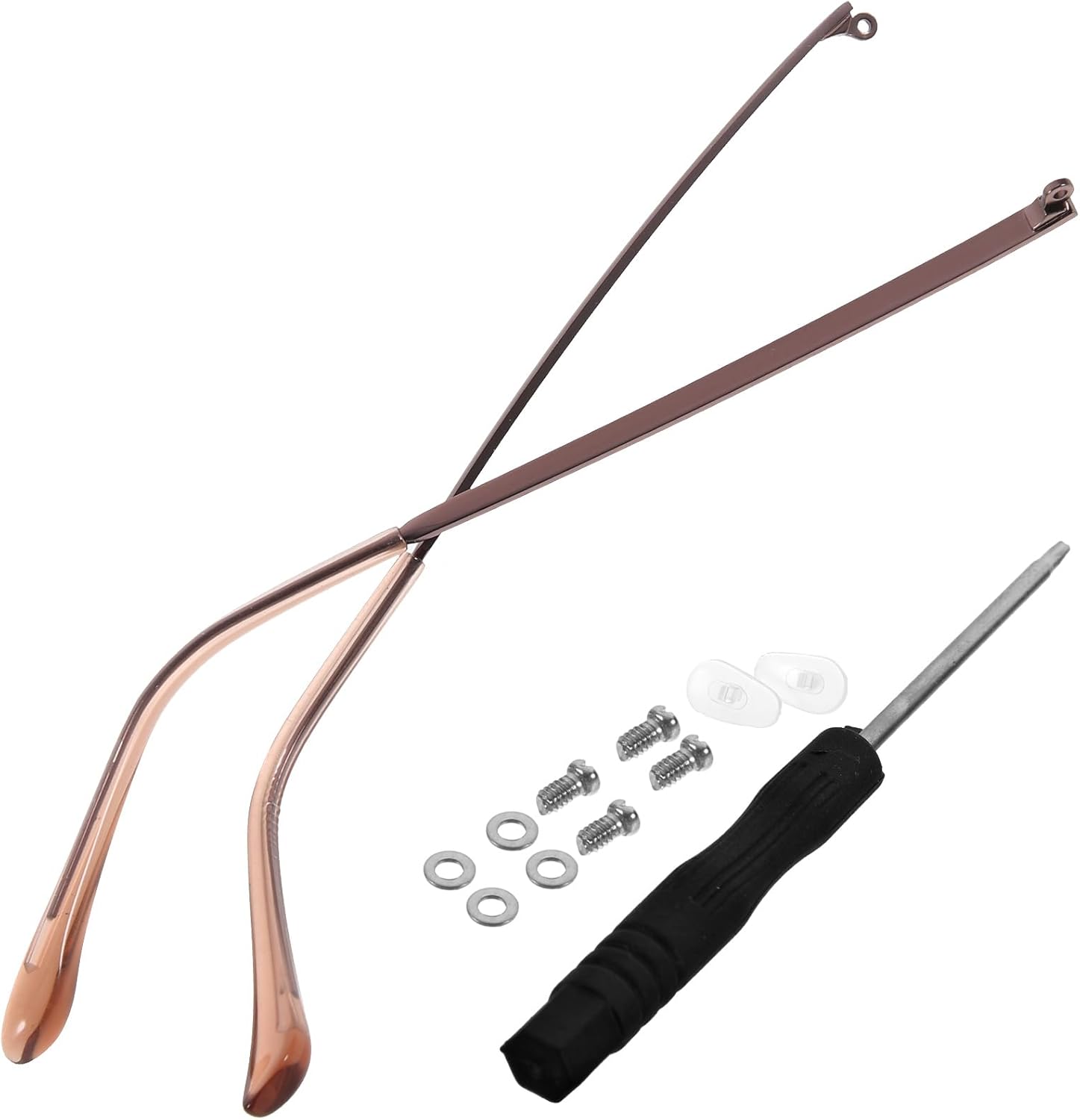 FOMIYES Metal Eyeglasses Replacement Arms, Replacement Temple Legs for Glasses Repair, for Eyewear Restoration Easy to Install Durable Non-slip Design Brown Color