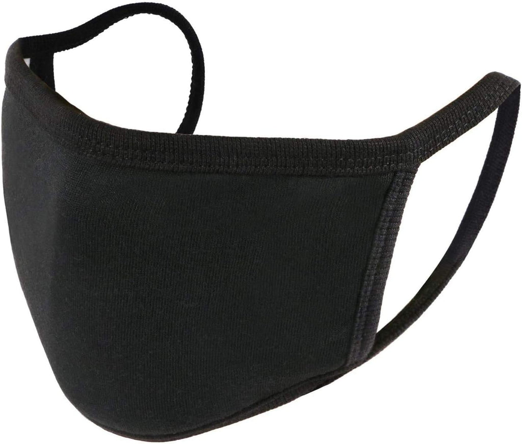 LOFBAZ Cotton Cloth Face Mask with Filter Pocket Washable Reusable (Black - Pack of 10, Adult Medium)