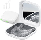 Retainer Case, Slim Aligner Case with Mirror, Compatible with Invisalign, Night Guard and Mouth Guard, Premium Retainer Case, With Aligner Remover Tool, Chew & Brush, White