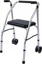 Foldable Standard Walkers for Seniors, Height Adjustable Lockable Walker, Medical Walking Mobility Aid, 350lbs Rolling Walker for Adult Bariatric Handicap