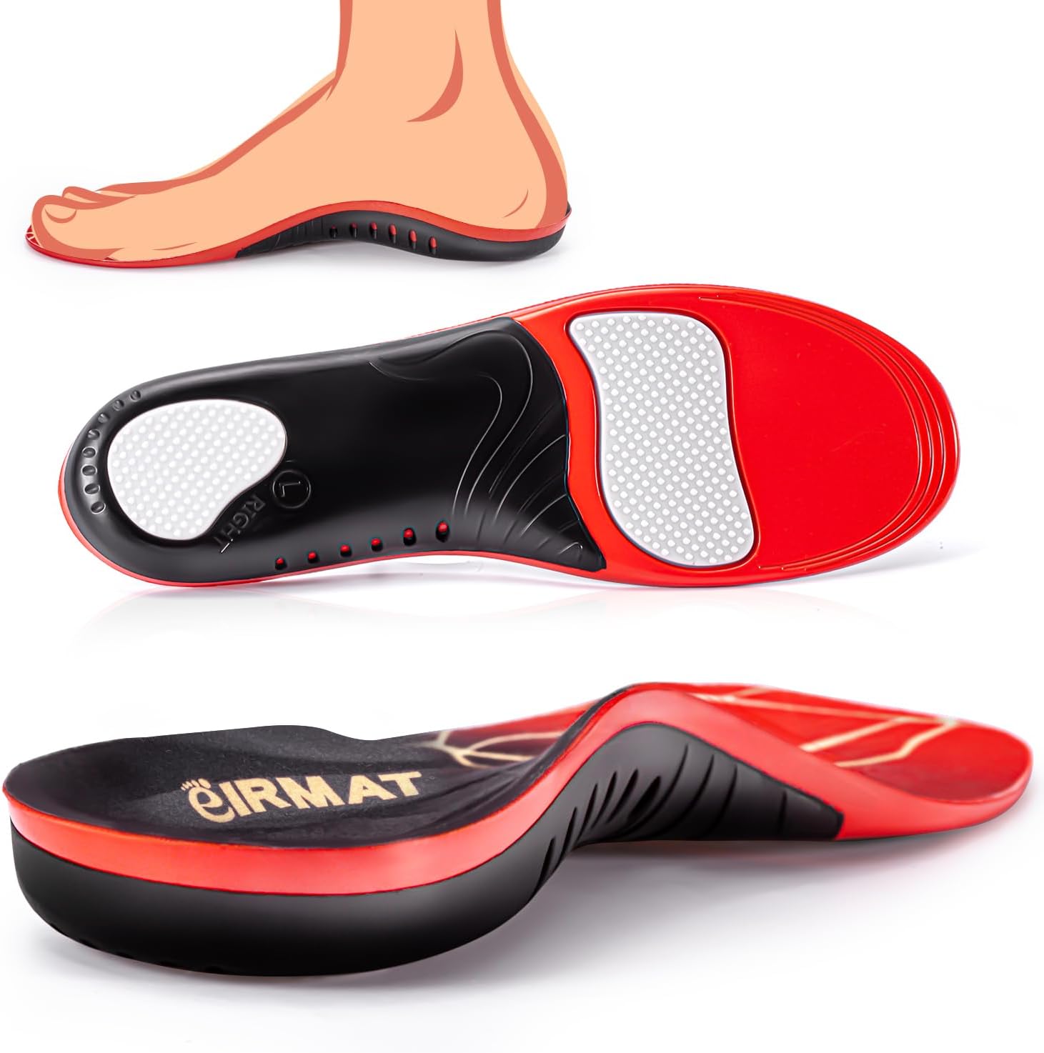 Plantar Fasciitis High Arch Support Insoles: Arch Support Inserts for Men - Work Boot Shoe Inserts for Women-Orthotic Insert for Flat Feet - Absorb Shock(M) 220+ lbs