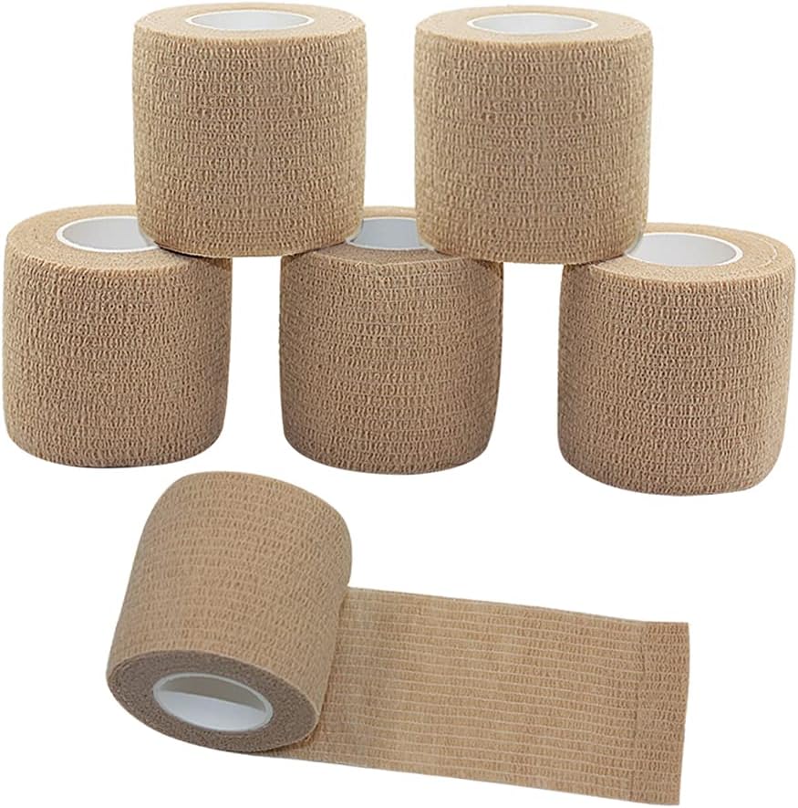 [6 Pack-2" x5Yards] MINGYUE Self Adhesive Bandage Wrap,Athletic Tape,Sports Tape,Wrist and Ankle Wrap Tape,Cohesive Bandage for Vet Tape(Skin Color)