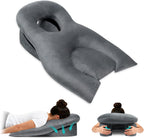 Face Down Recovery Pillow for Eye/BBL Surgery - Prone Massage Headrest with Adjustable Airflow, Plush Velvet Cover, Retinal Vitrectomy Equipment (Grey, Large, Removable Base Cover)