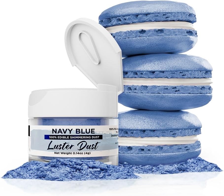 Luster Dust - Navy Blue (4g 1x Jar) | Edible Vegan Dust & Paint for Cake Decorating, Ice Cream, Desserts, Cocktails and Beverages by Bakell