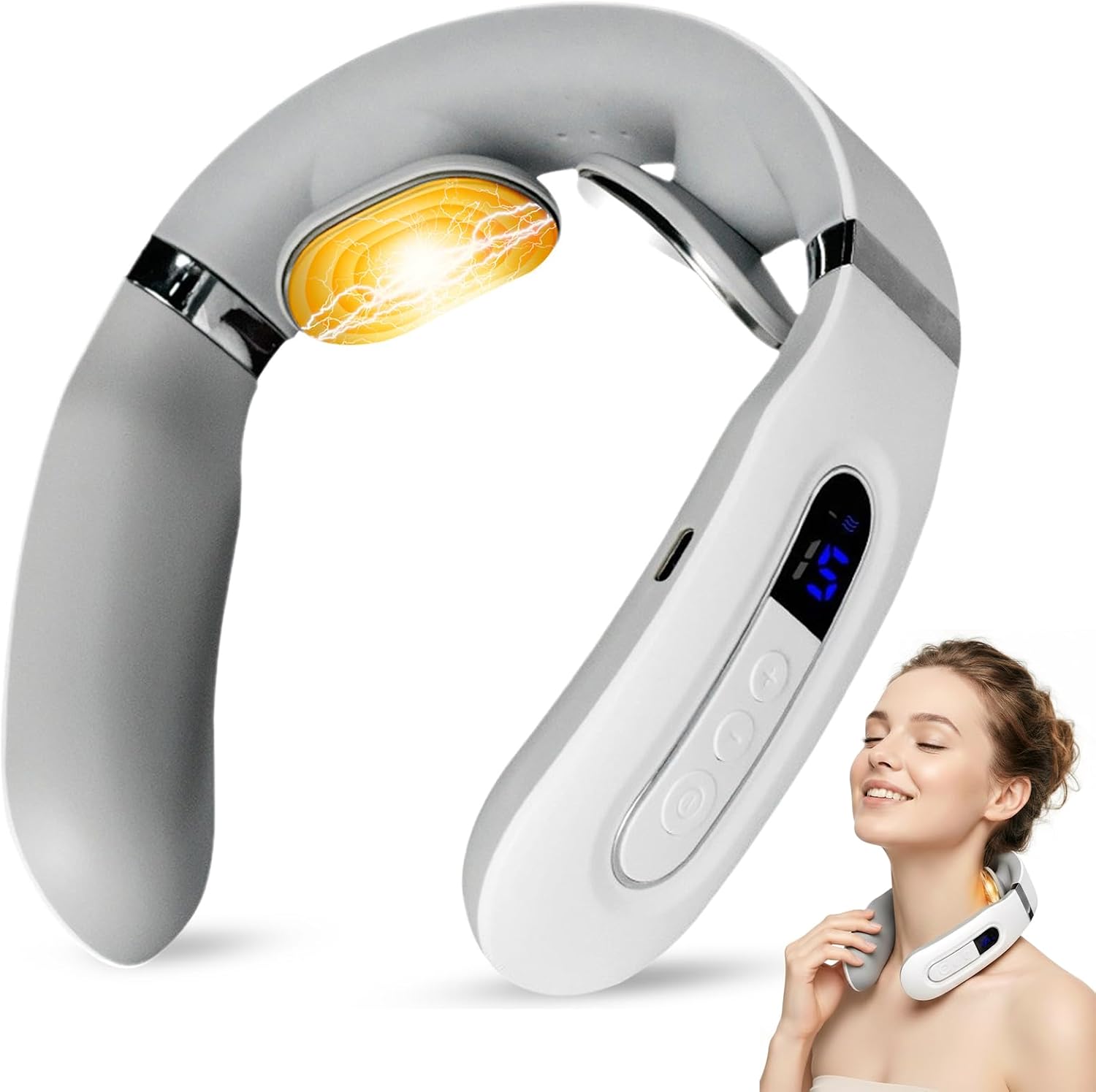 Richie House Neck Massager with Heat, Neck Massager for Pain Relief Deep Tissue, Portable Deep Tissue Relaxation for Home, Office & Travel, Ideal Gift for Women & Men