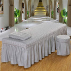 3pcs Set Beauty Salon Massage Table Bed Sheet Skirt SPA Bedspread Full Cover with Pillowcase, Stool Cover… (180 * 60,Gray)