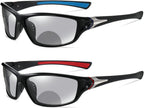 willochra 2pcs Transition Photochromic Bifocal Reading Glasses for Mens and Womens Square Sports Sunglasses Readers 0~+4.00
