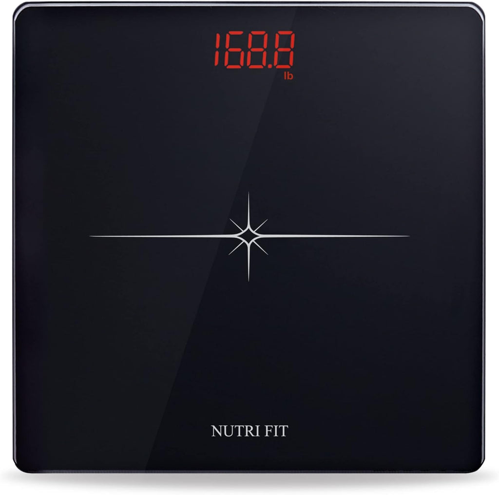 NUTRI FIT Digital Scale for Body Weight, Precision Bathroom Weighing Scale Step-On Technology High Capacity - 330 lb, LED Display with High Precision Measurements, Black