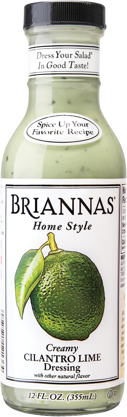 BRIANNAS - Home Style Creamy Cilantro Lime Dressing – Fine Salad Dressing made with Premium Ingredients - Gluten Free, Kosher, & Low Sugar - 12 oz. Bottle
