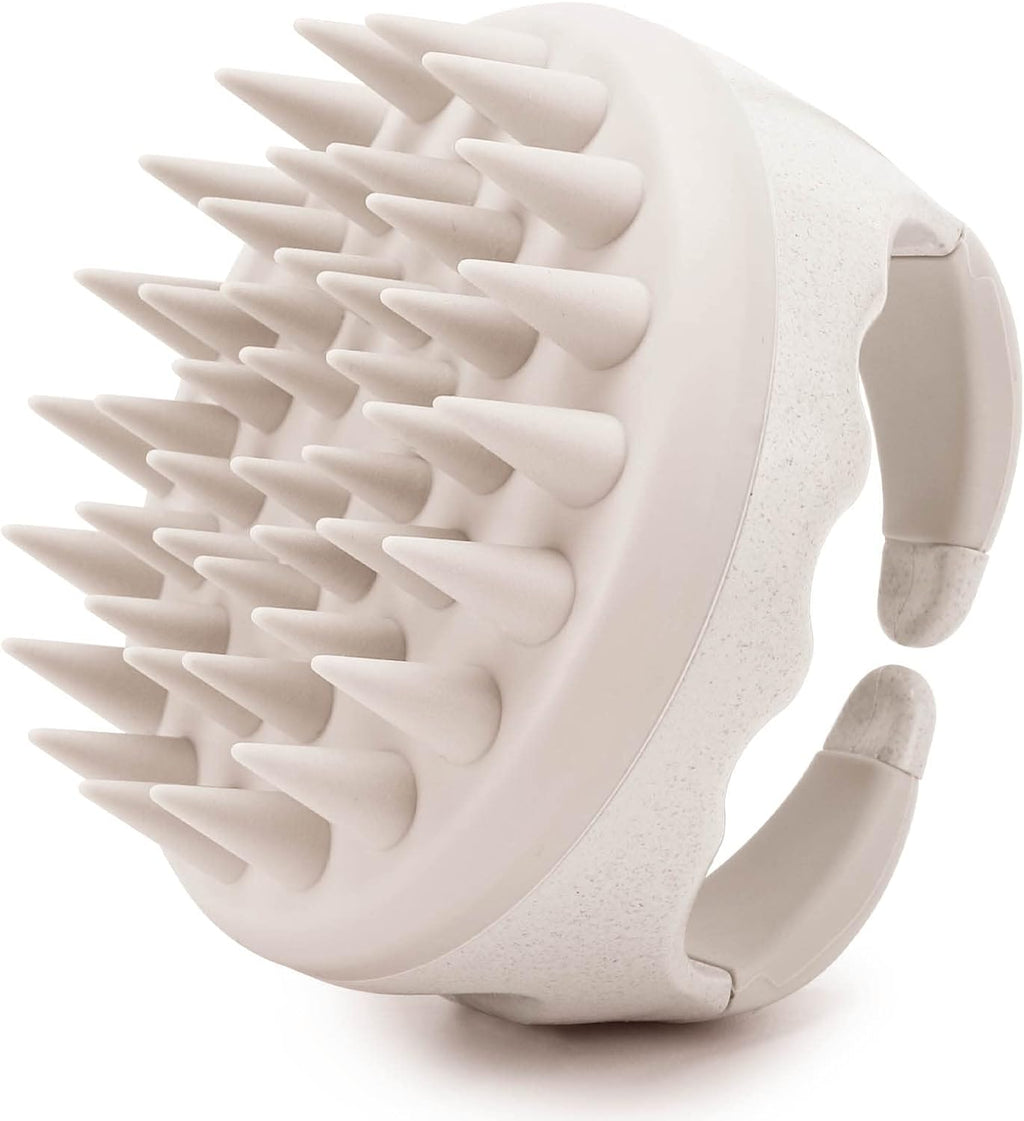 Hair Scalp Massager Shampoo Brush Hair Scrubber Washing Brush Silicone Scalp Exfoliator for Dandruff Removal- Beige