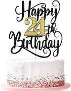 happy 24th birthday cake topper， 24 birthday party cake decorations