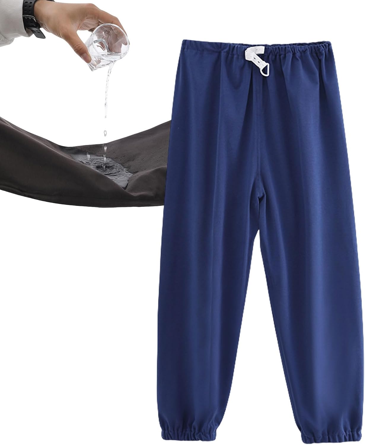 Reusable TPU Waterproof Incontinence Pants for Adults Leak Proof Washable Patient Care Long Pants for Elderly(Blue,L)