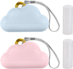 Travel Mini Lint Roller 2 Pack - Portable, Reusable & Washable Sticky Roller with 2 Extra Refills - Pet Hair Remover for Clothes, Purse, Car, Home - Pink and Blue