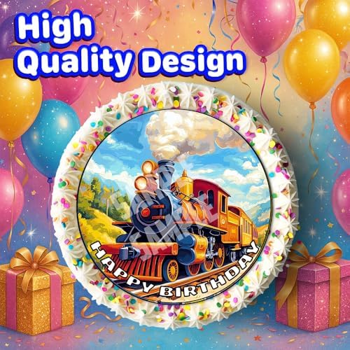 7.5x Inch Edible Cake Toppers – Train Themed Birthday Party Collection of Edible Cake Decorations