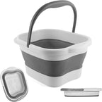 MontNorth Collapsible Foot Soak Tub with Handle,4 Gallons/15L Multifunction Foldable Foot Bath Basin with Massage Acupoint,Plastic Foot Bucket for Soaking Feet,Grey