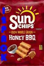 SunChips Honey BBQ 100% Whole Grain Multigrain Chips Snack Pack | Sweet & Smoky BBQ Flavor | 1.5 Oz Individual Bags | Value Pack of 12 | Bundled with Mystery Gift