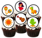 24 Mexican Mexico Theme #1 Edible Cupcake Toppers - Stand Up Discs Wafer Cake Decorations, Mexican Fiesta Party Decorations, Taco Birthday Party Supplies, Sugar Skulls Cake Toppers, 24 x 4cm / 1 Inch