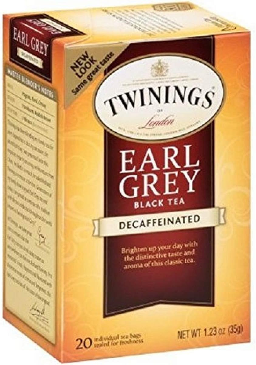 Twinings of London Decaffeinated Earl Grey Black Tea, 1.23 Ounce, 20 Count (Pack of 6)