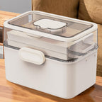 3-Tier 12 x 9 x 7 Medicine Organizer, Medicine Cabinet Organizer with Portable Pill Case, Multipurpose Plastic Box for Storage Empty First Aid Box