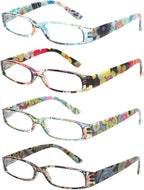 Kerecsen Women's Reading Glasses 4 Pairs Ladies Fashion Spring Hinge Readers