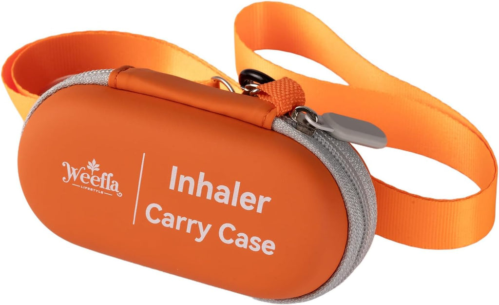 Empty Inhaler Holder Carry Case, Hard-Shell Protective, Splash-Resistant with High-Visibility, Compact & Snug Fit for Asthma & Allergy Sufferers Daily & Travel Use (Small, No Inhaler)
