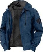 Men’S Fleece-Lined Zip Up Jackets,American Flag Print Thick Hooded Jacket Winter Athletic Coat Patriotic, S-8XL