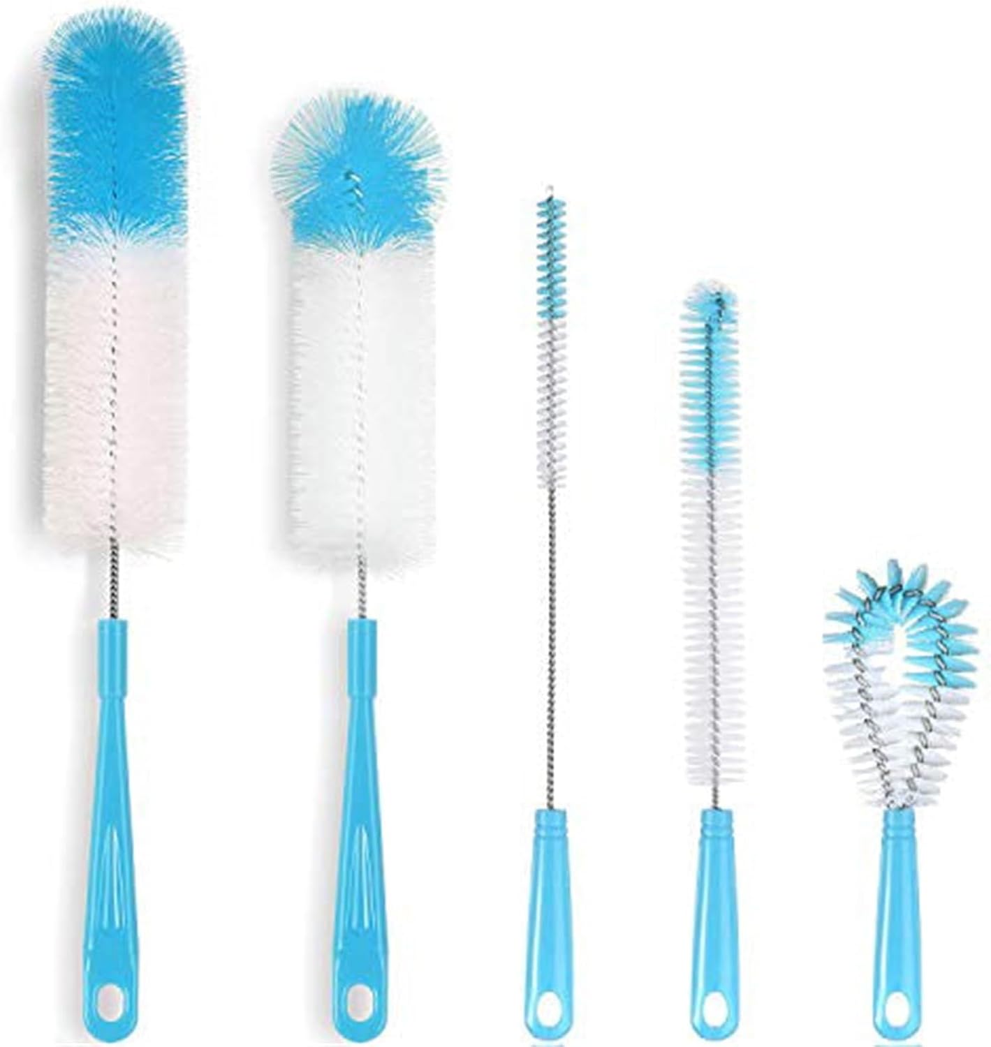 5 Pack Bottle Brush, 16" Long Handle Bottle Cleaning Brush,Straw Brush,Flexible Water Bottle Cleaner for Washing Narrow Neck Beer Baby Bottle,Wine Decanter,Sports Bottle,Glasswares
