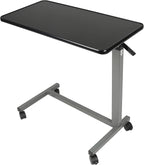Vaunn Medical Pneumatic Adjustable Overbed Bedside Table with Wheels (Hospital and Home Use)