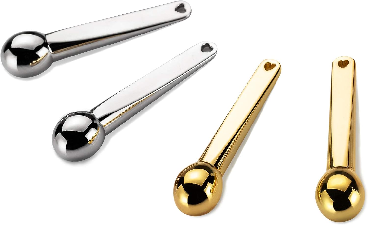 Lisapack 4 Pack Metal Eye Cream Applicator, Eye Serum Roller Ball Massager Stick for Reduce Depuffer, Massage (Silver&Gold)