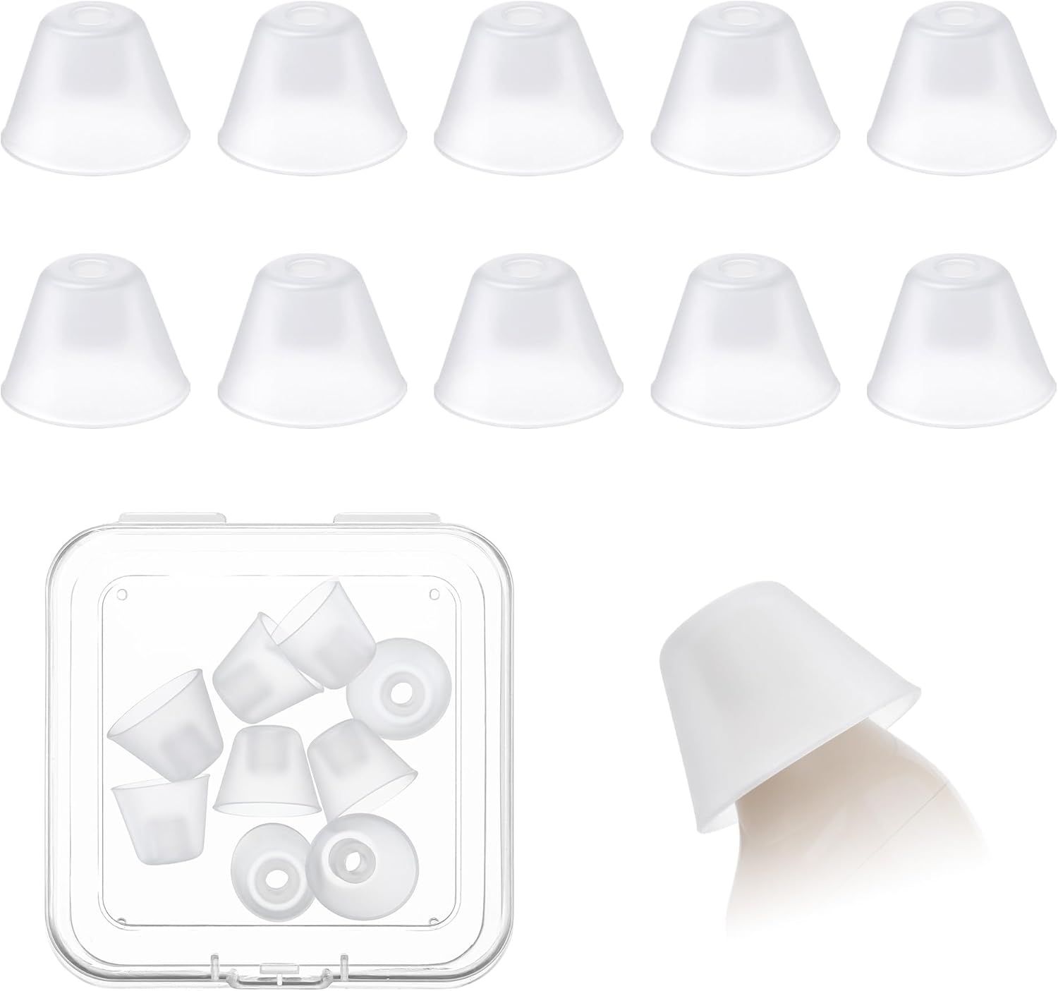 10Pcs Hearing Aid Domes Replacement, 12mm Medium Size, Compatible with Audien Hearing Aids, Soft Silicone Dome Earbuds, Silicone Ear Buds Replacement for Daily Maintenance(Open Round)