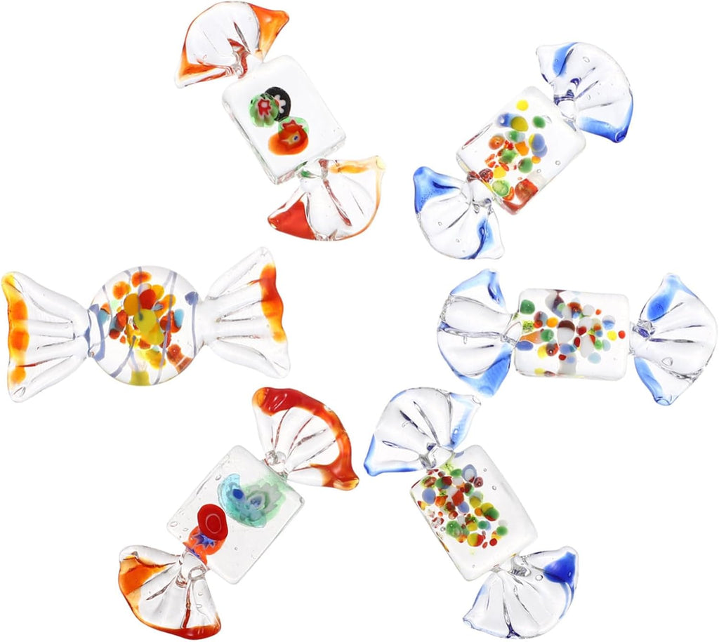 6pcs Chic Japanese Style Glass Candy Ornament Desktop Decoration for Home and Office Lifelike Candy Crafts Adornment for Sweet Aesthetic Display