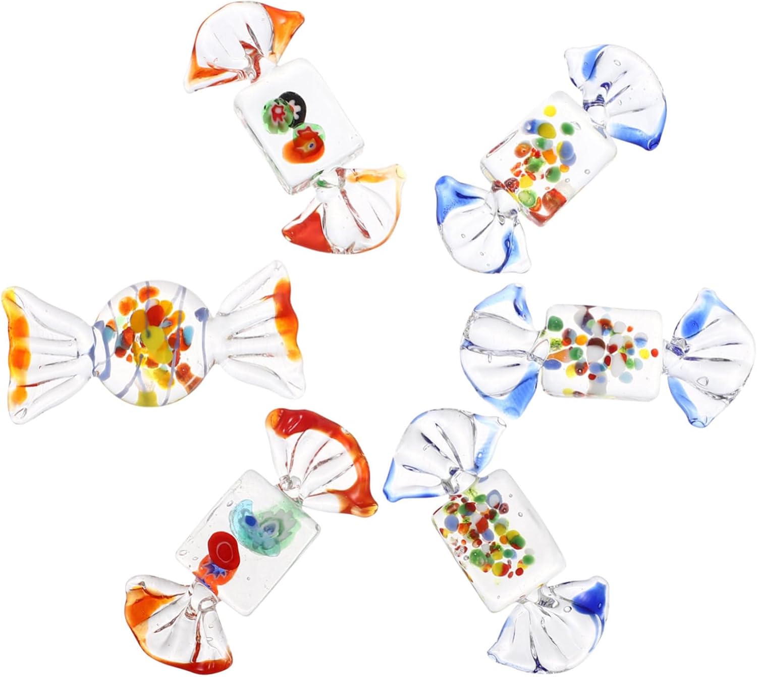 6pcs Chic Japanese Style Glass Candy Ornament Desktop Decoration for Home and Office Lifelike Candy Crafts Adornment for Sweet Aesthetic Display