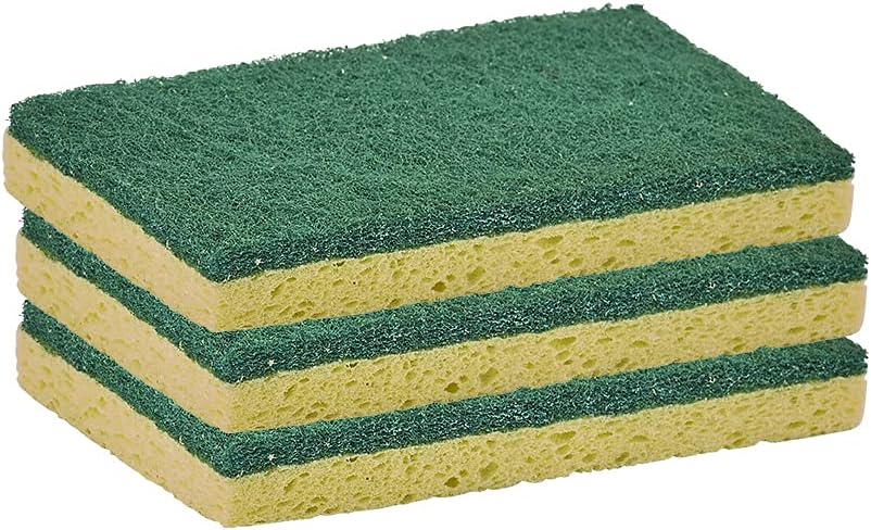 Scrubee Heavy Duty Scrub Sponge with Scouring Pad, Kitchen Dishwashing, Sink, Pot and Frying Pan Cellulose Scrubber Sponge Non Scratch. by Superio… (6" 3 Pack)