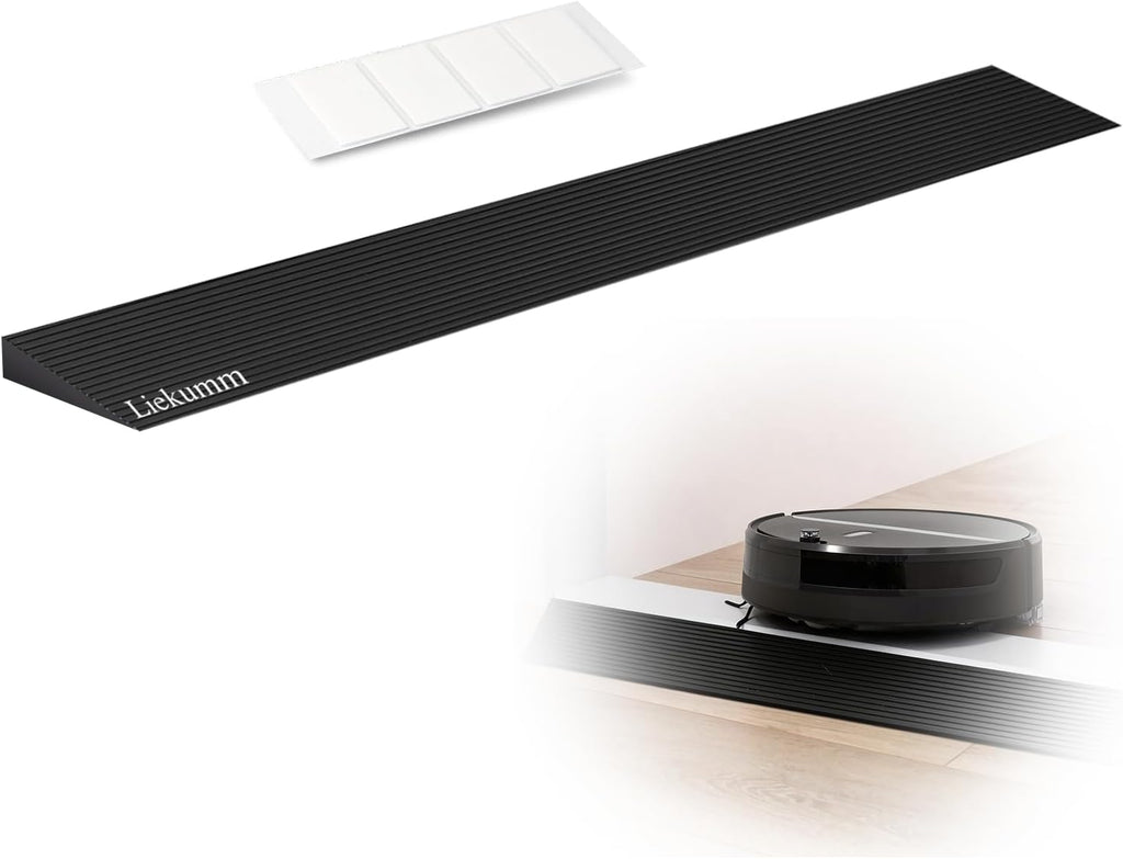 LIEKUMM 5/8" Rise Rubber Threshold Ramp for Doorways, 2500 lbs Heavy Duty Door Sill Ramp with Adhesive, Non-Slip Indoor Transition for Wheelchair, Walker & Robot Vacuum, Cuttable
