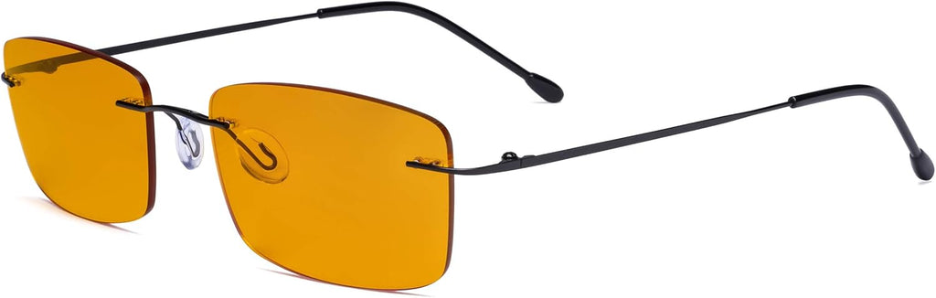 Eyekepper Titanium Rimless Orange Tinted Lenses Computer Reading Glasses Readers Men Women