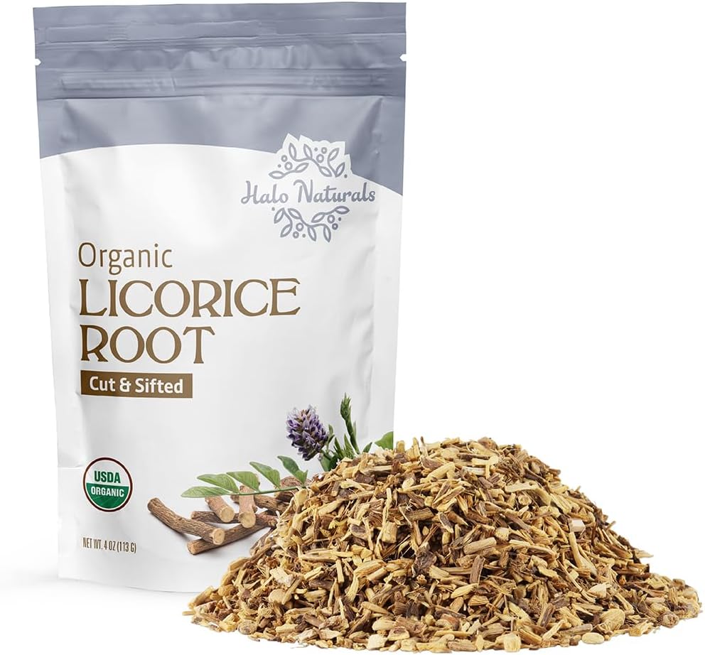 Organic Licorice Root Cut & Sifted, 4 Ounces (Glycyrrhiza glabra) USDA Certified | Resealable Pouch| Packaged in The USA
