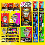 Brain Blasterz Sour Candy Snack Box – 15 Piece Sour Candy Variety Pack, Individual Wrapped Lollipops, Hard Candy, Chewy Candies & Sour Powder – Fun Gift for Easter, Halloween, Christmas & Birthdays