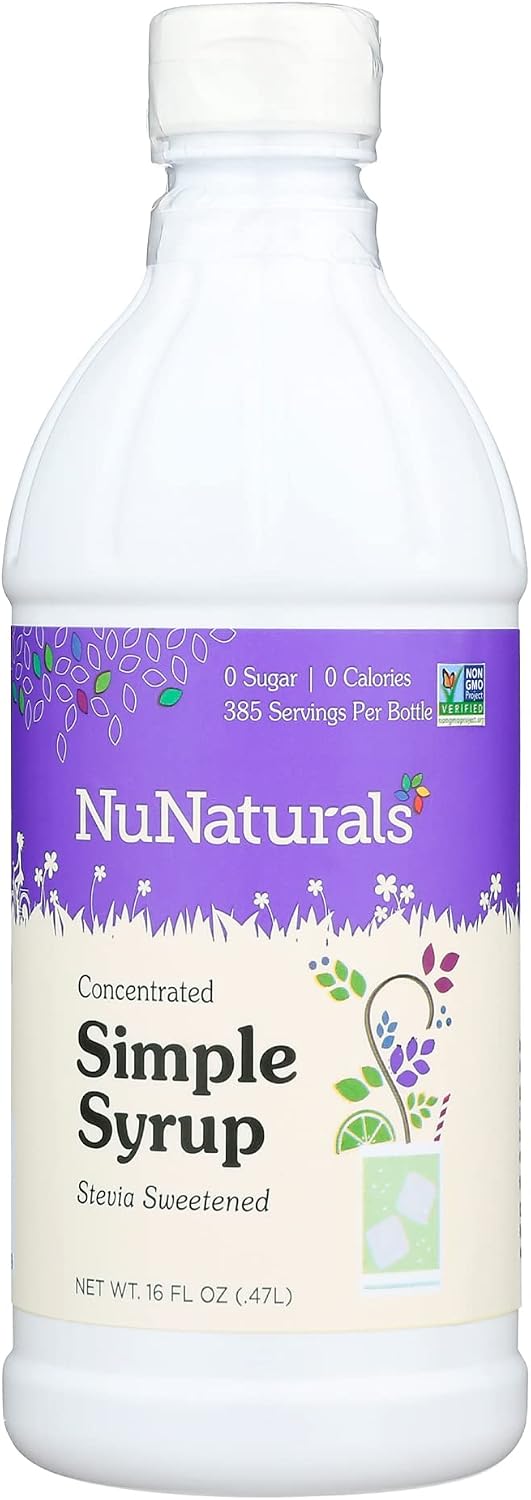 NuNaturals Stevia Simple Syrup, Sugar-Free Sweetener, Plant-Based Sugar Substitute, Zero Calorie, 16 oz