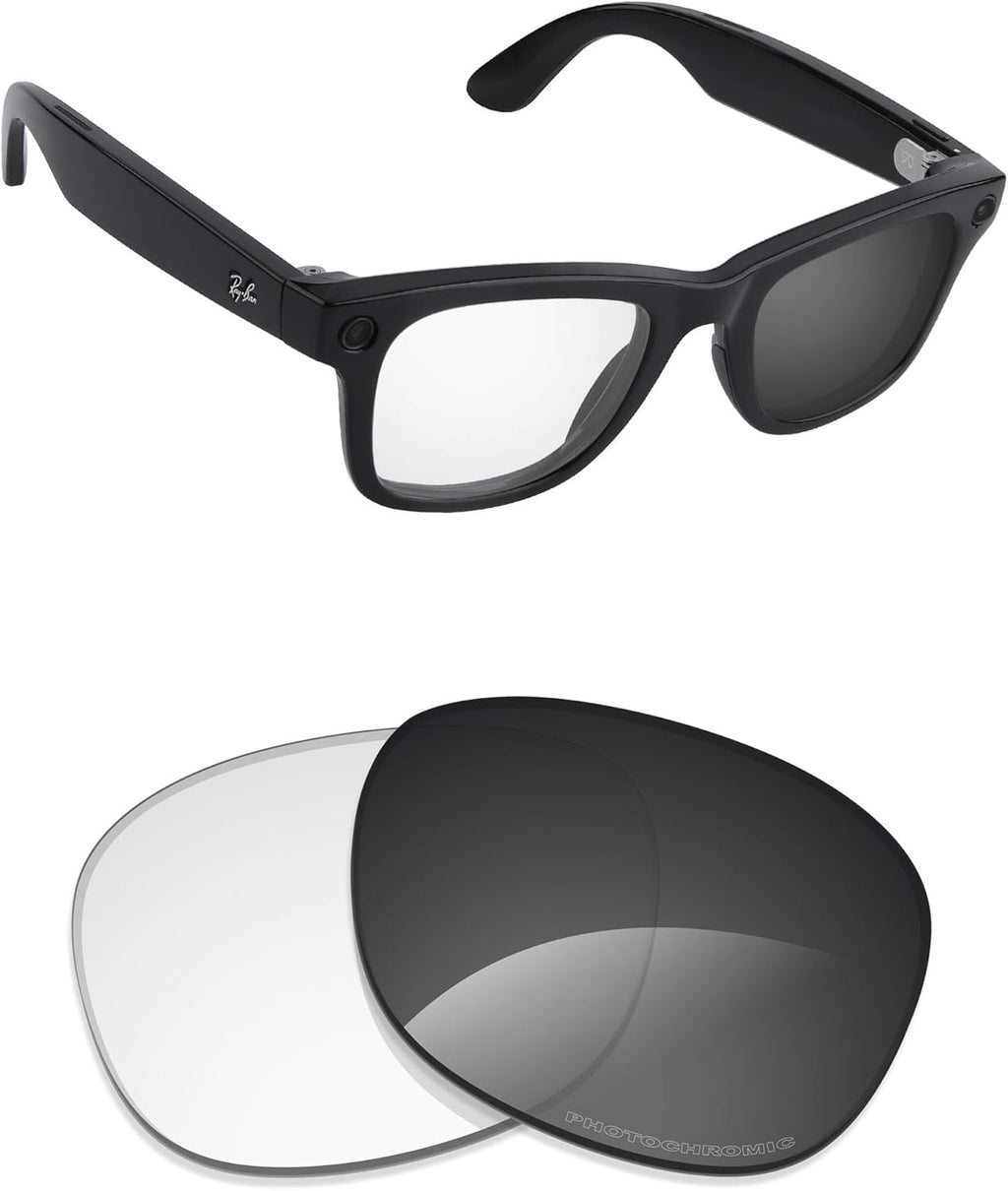 Alphax Transition Replacement Lenses for Ray-Ban Meta Wayfarer RW4008 / RW4012 53mm (Gen 2) Sunglasses | Precision Cutting