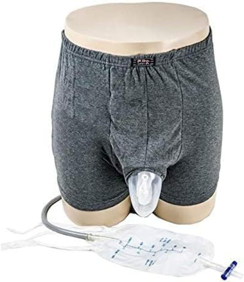 Male Urinal, Urinal Pee Holder, Reusable Wearable Men's Urinal with Elastic Waistband,Collection Urinal Bag with Two 500ml Urine Collection Bag,Small