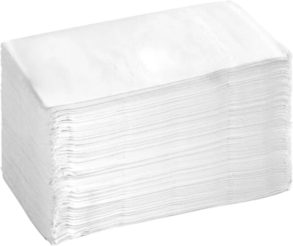 White Dinner Paper Napkins, 150 Count 2-Ply Disposable Tableware, 15 x 17 Inch Unfolded Rectangular Catering & Restaurant Party Supplies