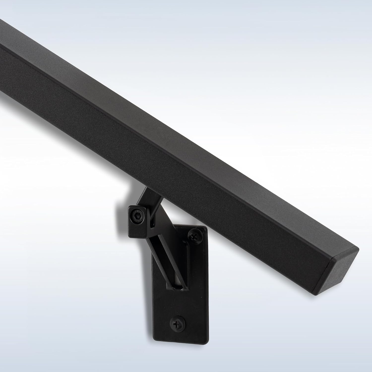 6FT Matte Black Handrails Kit for Indoor Outdoor Stairs，Modern Aluminum Handrail Set,2" X1" Grab bar,Adjustable 304 Stainless Steel Brackets Included，Rust Free