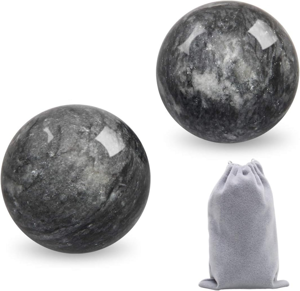 Coolrunner 2'' Marble Dark Grey Baoding Balls Chinese Health Stress Relieve Hand Exercise Hand Massage Hand Balls